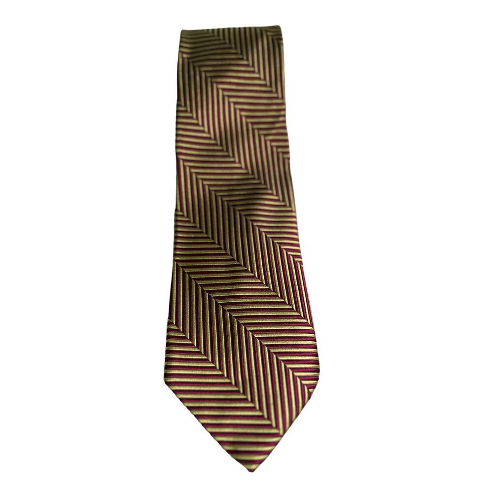 Vintage Echo Repp Tie Red + Gold Tie 100% Silk Tailored in Italy